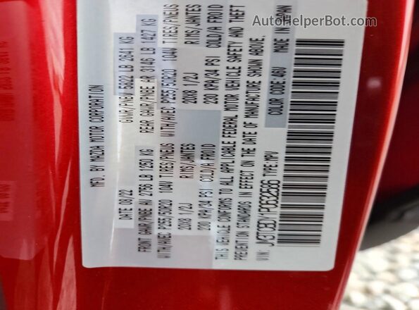 JM3TCBDY1P0632586 2023 MAZDA CX-9 Red Vista de la etiqueta del VIN