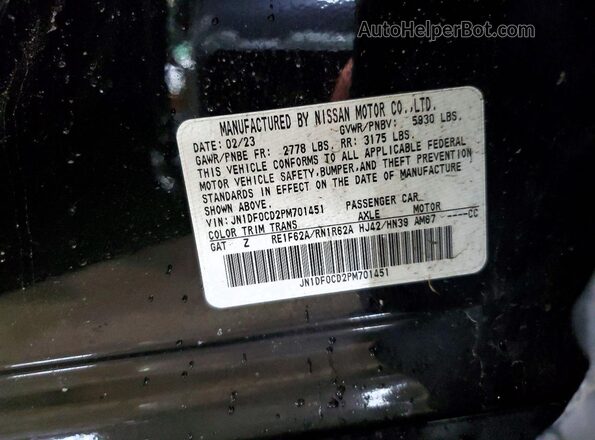 JN1DF0CD2PM701451 2023 NISSAN ARIYA Черный Вид наклейки с VIN-кодом