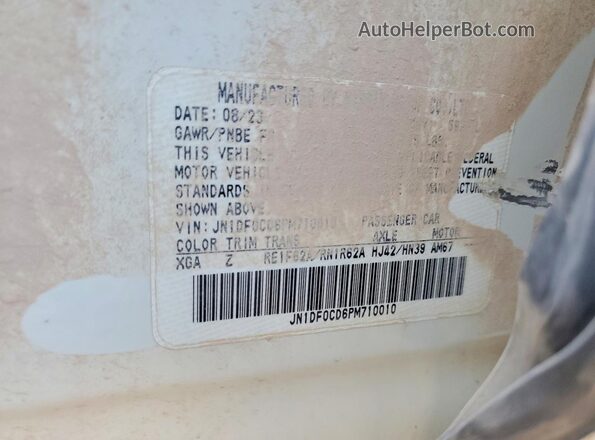 JN1DF0CD6PM710010 2023 NISSAN ARIYA White Widok naklejki z numerem VIN