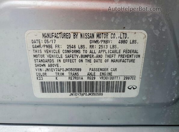JN1EV7AP0JM350589 2018 INFINITI Q50 Silver Vista del compartimento del motor