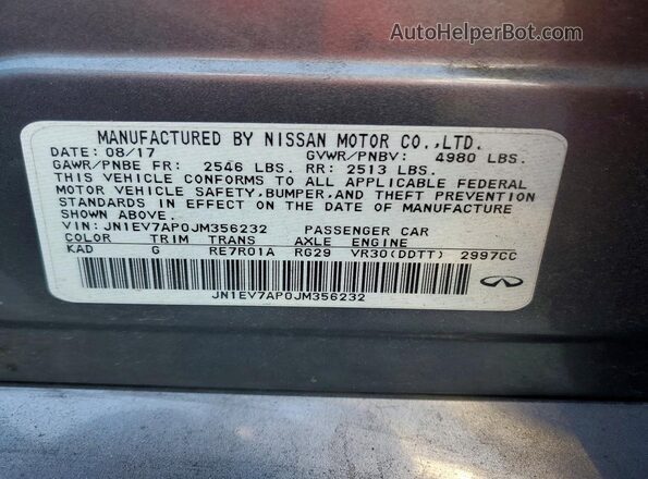 JN1EV7AP0JM356232 2018 INFINITI Q50 Charcoal Vista del compartimento del motor
