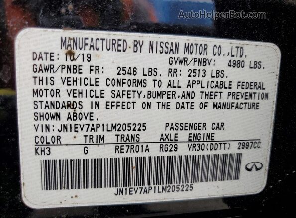 JN1EV7AP1LM205225 2020 INFINITI Q50 Черный Вид подкапотного пространства