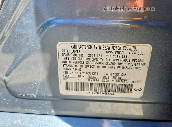 JN1EV7AP2JM355244 2018 INFINITI Q50 Blue Вид підкапотного простору