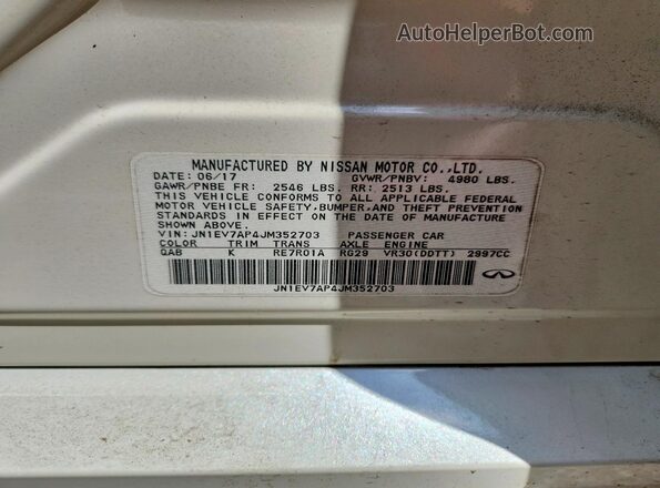 JN1EV7AP4JM352703 2018 INFINITI Q50 White Вид підкапотного простору