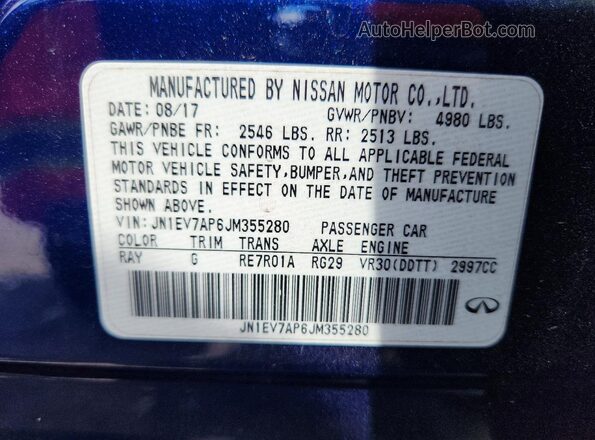 JN1EV7AP6JM355280 2018 INFINITI Q50 Blue Widok komory silnika