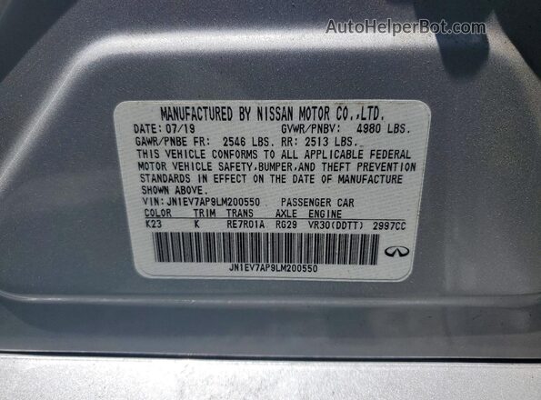 JN1EV7AP9LM200550 2020 INFINITI Q50 Silver Շարժիչի բաժամունքի տեսք