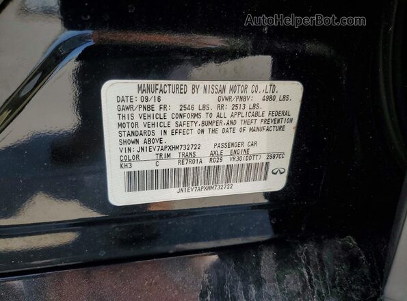 JN1EV7APXHM732722 2017 INFINITI Q50 Black Vista del compartimento del motor