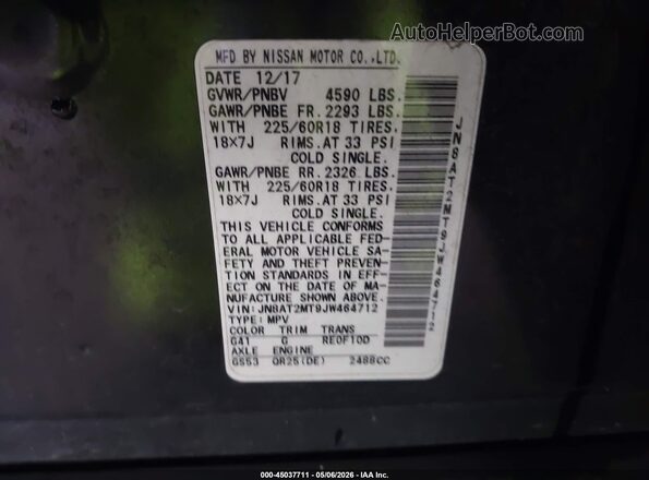 JN8AT2MT9JW464712 2018 NISSAN ROGUE Black Widok komory silnika