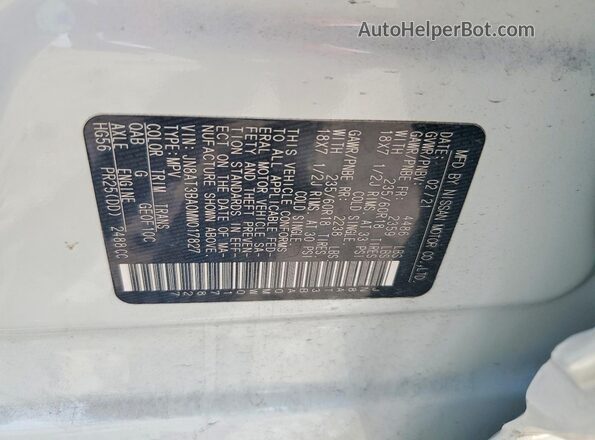 JN8AT3BA0MW017827 2021 NISSAN ROGUE Белый Вид наклейки с VIN-кодом