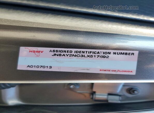 JN8AY2NC3LX517692 2020 NISSAN ARMADA Charcoal Вид наклейки з VIN-кодом