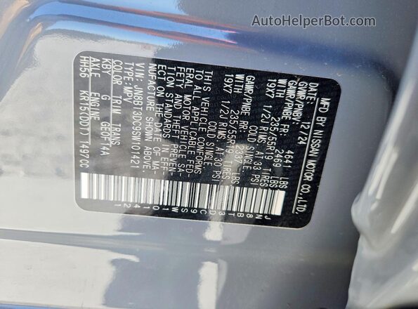 JN8BT3DC9SW101421 2025 NISSAN ROGUE Gray Widok wnętrza 360 stopni