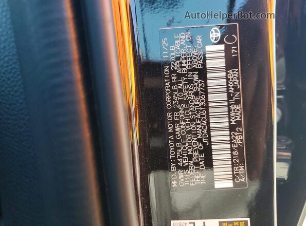 JTDACACU6T3067737 2026 TOYOTA PRIUS Black Vista de la etiqueta del VIN