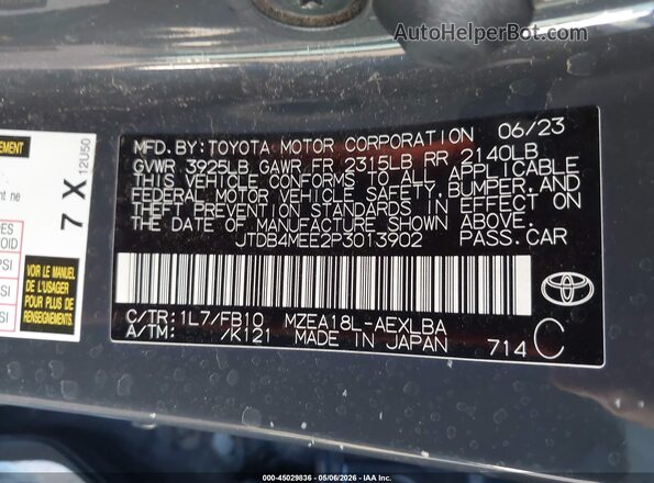 JTDB4MEE2P3013902 2023 TOYOTA LL Gray Շարժիչի բաժամունքի տեսք