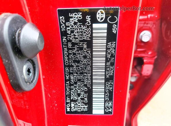 JTDB4MEE8RJ015541 2024 TOYOTA COROLLA Red Widok komory silnika
