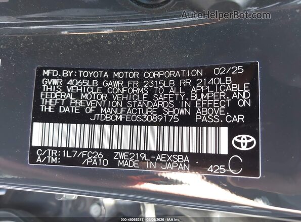 JTDBCMFE0S3089175 2025 TOYOTA LL Серый Вид подкапотного пространства