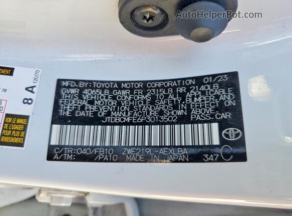 JTDBCMFE6P3013502 2023 TOYOTA COROLLA Белый Вид подкапотного пространства