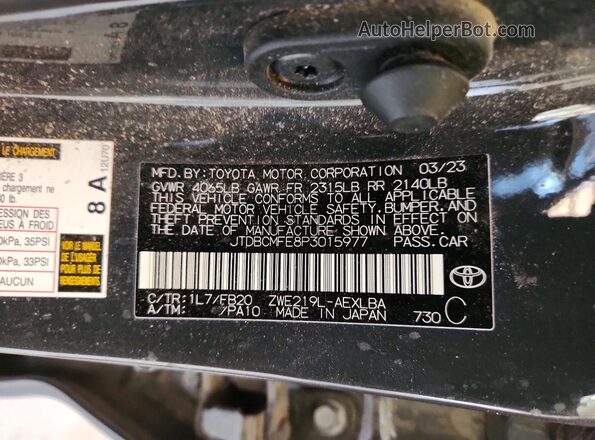 JTDBCMFE8P3015977 2023 TOYOTA COROLLA Charcoal Widok komory silnika