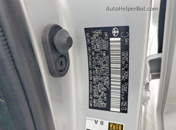 JTDBCMFEXS3092536 2025 TOYOTA COROLLA Silver Вид наклейки з VIN-кодом