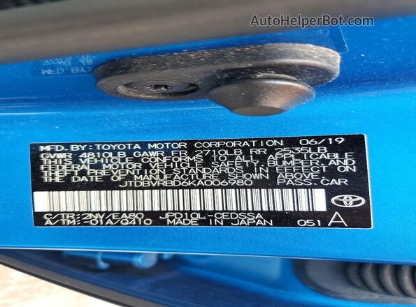 JTDBVRBD6KA006980 2019 TOYOTA MIRAI Синий Вид подкапотного пространства
