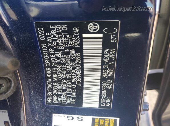 JTDEPMAE0MJ128838 2021 TOYOTA COROLLA Blue Widok komory silnika