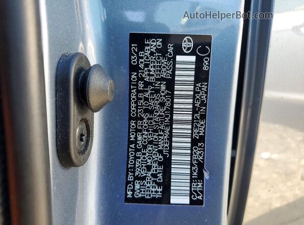 JTDEPMAE1MJ178017 2021 TOYOTA COROLLA Синий Вид подкапотного пространства