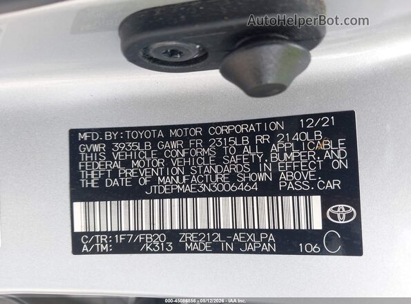 JTDEPMAE3N3006464 2022 TOYOTA LL Серебряный Вид подкапотного пространства