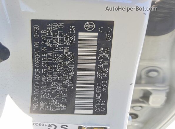 JTDEPMAE4MJ129247 2021 TOYOTA COROLLA White ძრავის განყოფილების ხედი