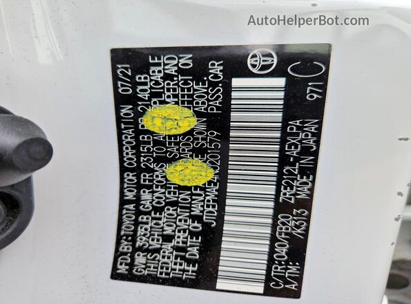 JTDEPMAE4NJ201579 2022 TOYOTA COROLLA White Vista del compartimento del motor