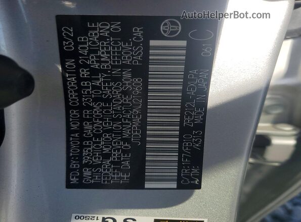 JTDEPMAE9NJ219608 2022 TOYOTA LL Silver Widok komory silnika