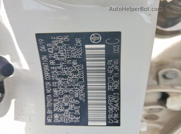 JTDEPRAE1LJ033703 2020 TOYOTA COROLLA Белый Вид подкапотного пространства