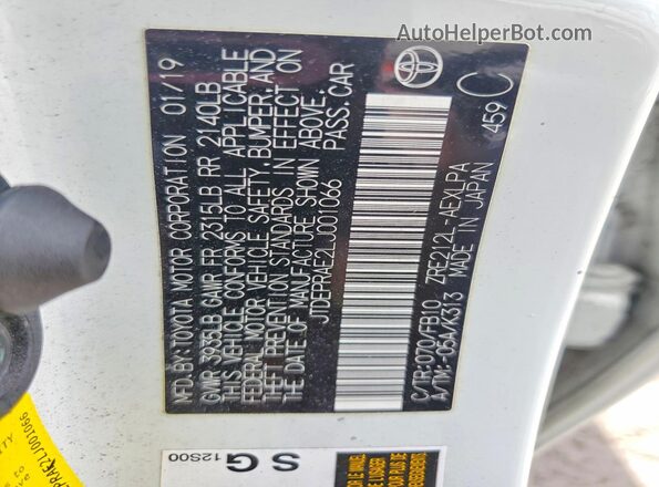 JTDEPRAE2LJ001066 2020 TOYOTA COROLLA White Widok komory silnika