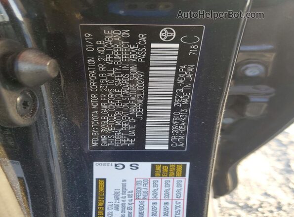 JTDEPRAE2LJ002797 2020 TOYOTA LL Черный Вид наклейки с VIN-кодом