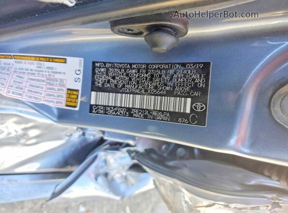 JTDEPRAE4LJ025644 2020 TOYOTA COROLLA Blue Engine compartment view