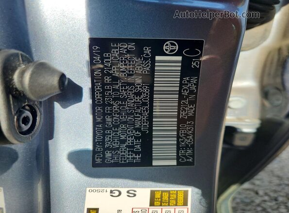 JTDEPRAE5LJ035891 2020 TOYOTA COROLLA Blue Вид підкапотного простору