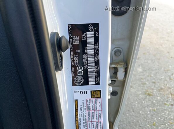 JTDKAMFP7N3218640 2022 TOYOTA PRIUS White Вид задніх сидінь
