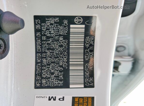 JTDP4MCE6RJ103903 2024 TOYOTA COROLLA White Widok komory silnika