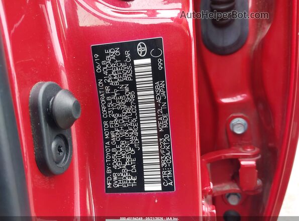 JTDP4RCE9LJ027985 2020 TOYOTA COROLLA Red Widok komory silnika