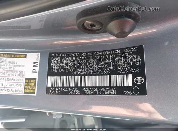 JTDS4MCE3N3510389 2022 TOYOTA LL Серебряный Вид подкапотного пространства
