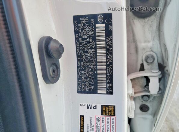 JTDS4MCE4NJ087639 2022 TOYOTA COROLLA Белый Вид подкапотного пространства