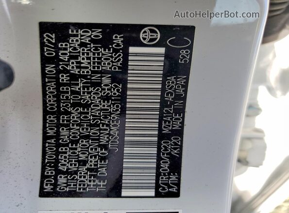 JTDS4MCE9N3511952 2022 TOYOTA COROLLA White Vista del compartimento del motor