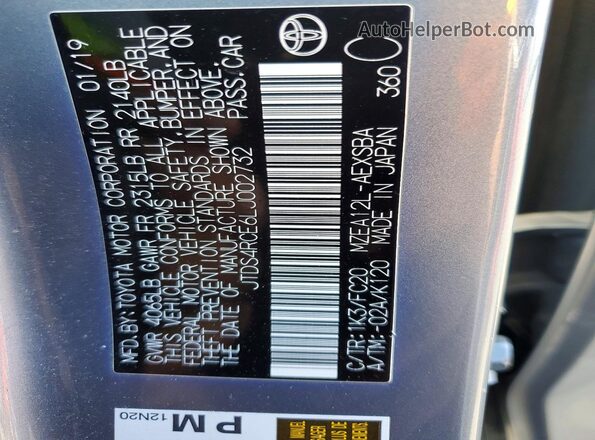 JTDS4RCE6LJ002732 2020 TOYOTA COROLLA Silver Widok komory silnika
