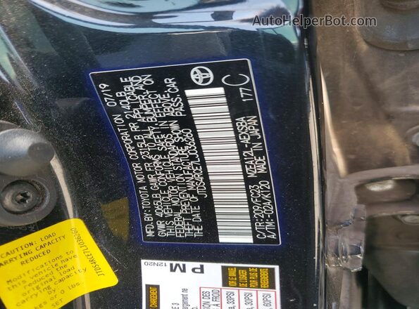 JTDS4RCE7LJ036260 2020 TOYOTA COROLLA Black VIN կոդի պիտակի տեսք