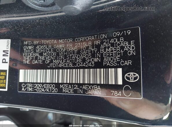 JTDT4RCE8LJ044243 2020 TOYOTA LL Черный Вид подкапотного пространства
