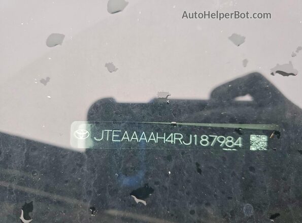JTEAAAAH4RJ187984 2024 TOYOTA VENZA Серебряный Вид наклейки с VIN-кодом