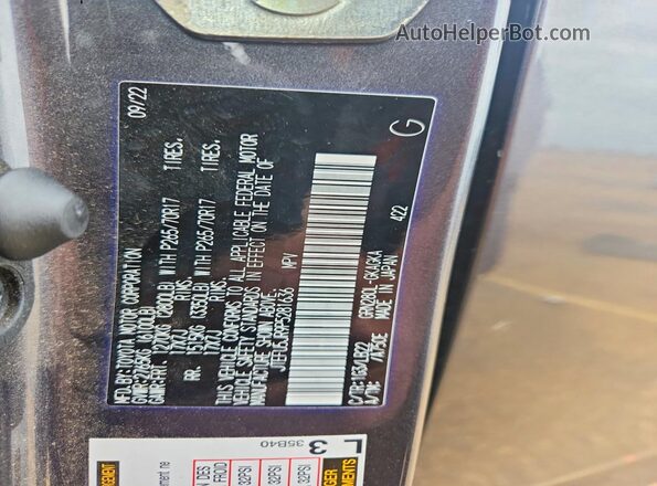 JTEFU5JR9P5281636 2023 TOYOTA 4RUNNER Серый Вид наклейки с VIN-кодом