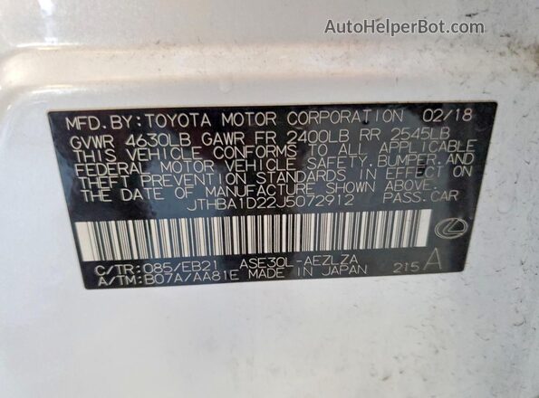 JTHBA1D22J5072912 2018 LEXUS IS Белый Вид подкапотного пространства