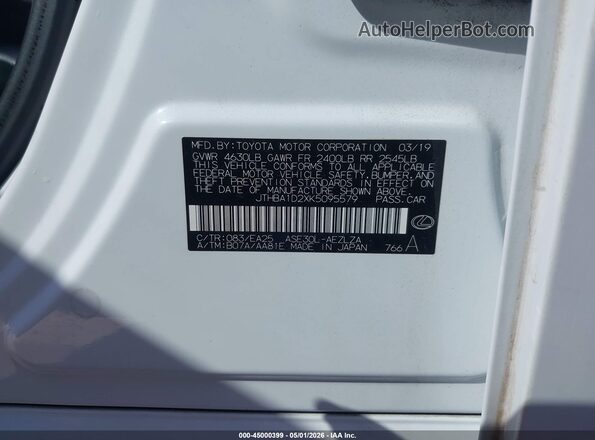 JTHBA1D2XK5095579 2019 LEXUS IS 300 Белый Вид подкапотного пространства