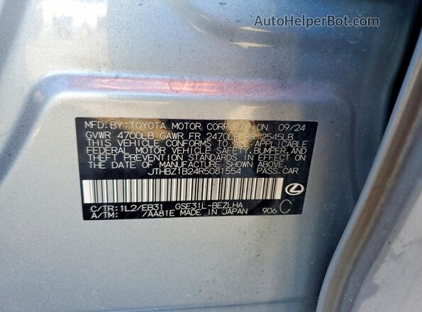 JTHBZ1B24R5081554 2024 LEXUS IS Серебряный Вид подкапотного пространства