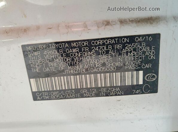 JTHBZ1BL1GA005030 2016 LEXUS GS White Вид підкапотного простору