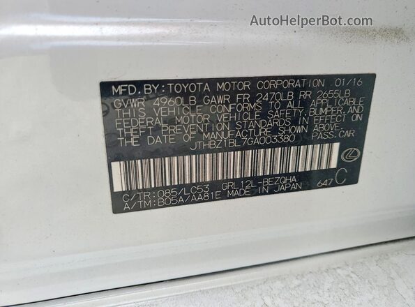 JTHBZ1BL7GA003380 2016 LEXUS GS White Вид підкапотного простору